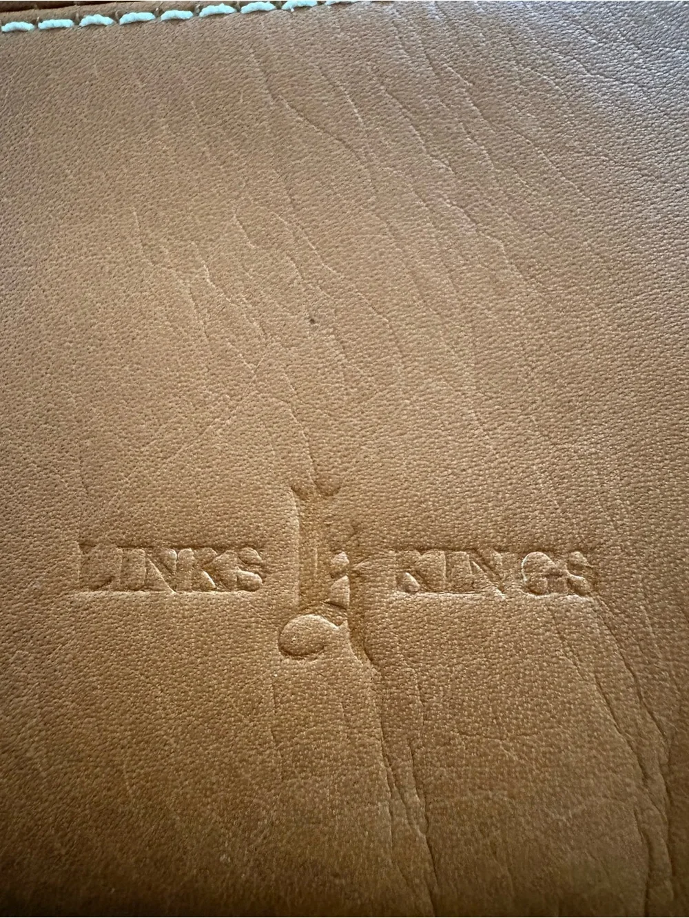 Mens Leather Golf Glove Holder, in Cognac Brown with Embossed Crest